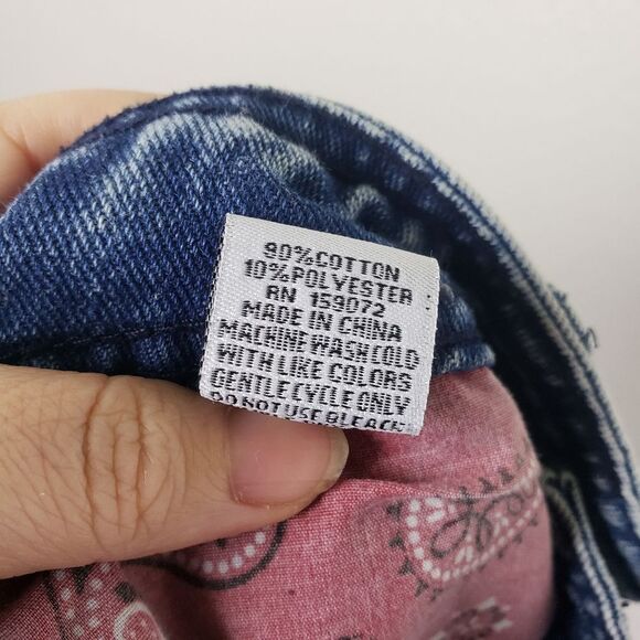 Women's Kreamy Denim Red Kerchief Bandana Pockets Distressed Cuff Off Shorts LRG - Picture 8 of 10